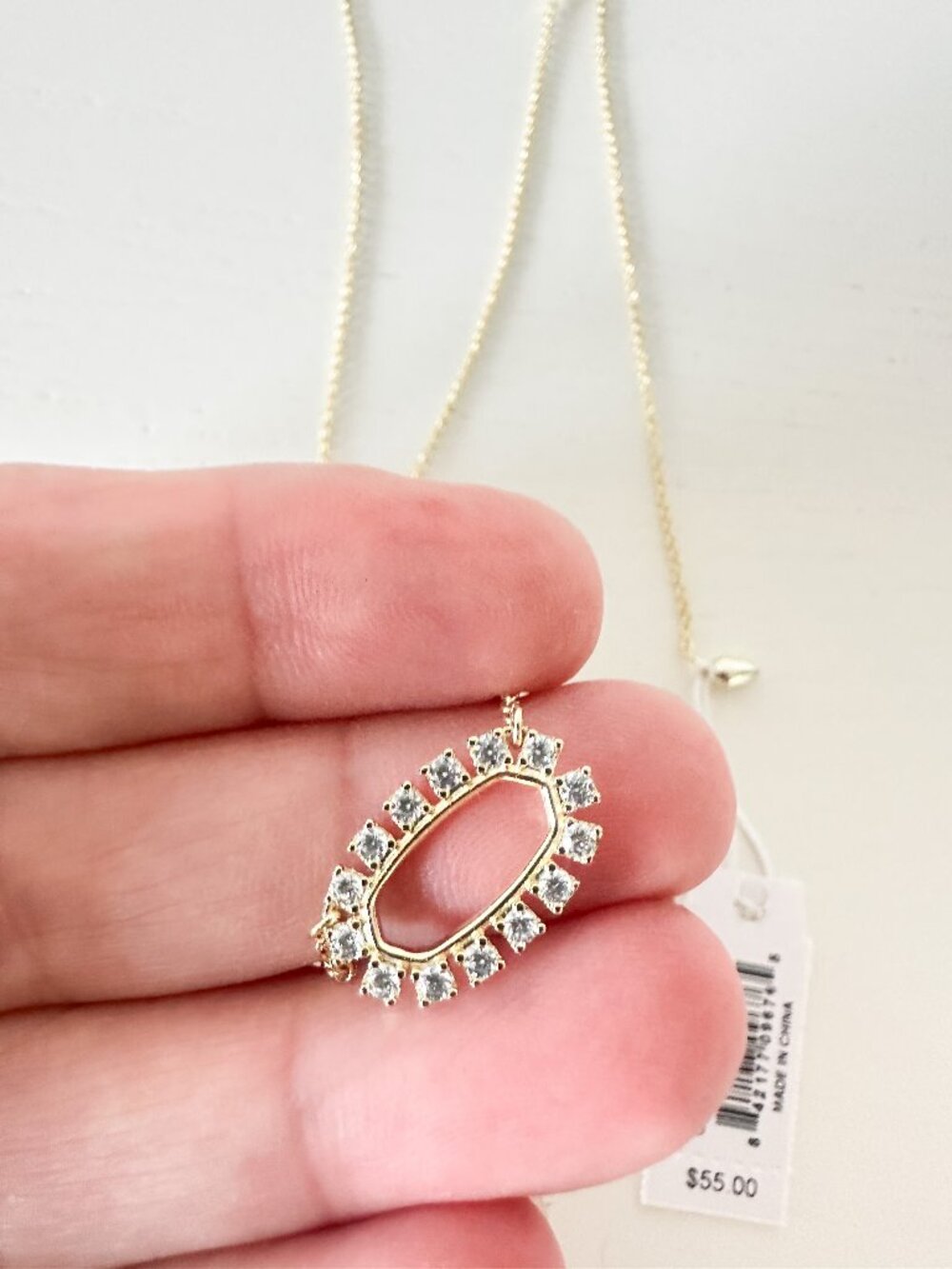 NWT Kendra Scott Elisa Open Frame Crystal Pendant Necklace in Gold - Picture 4 of 6